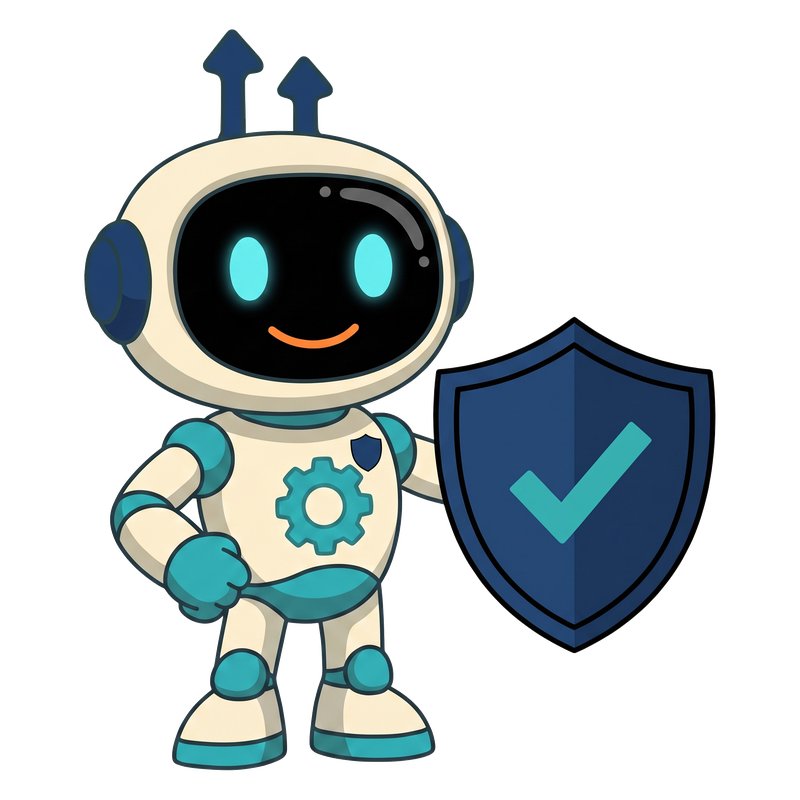 AnswerGuard™, a cream robot holding a shield