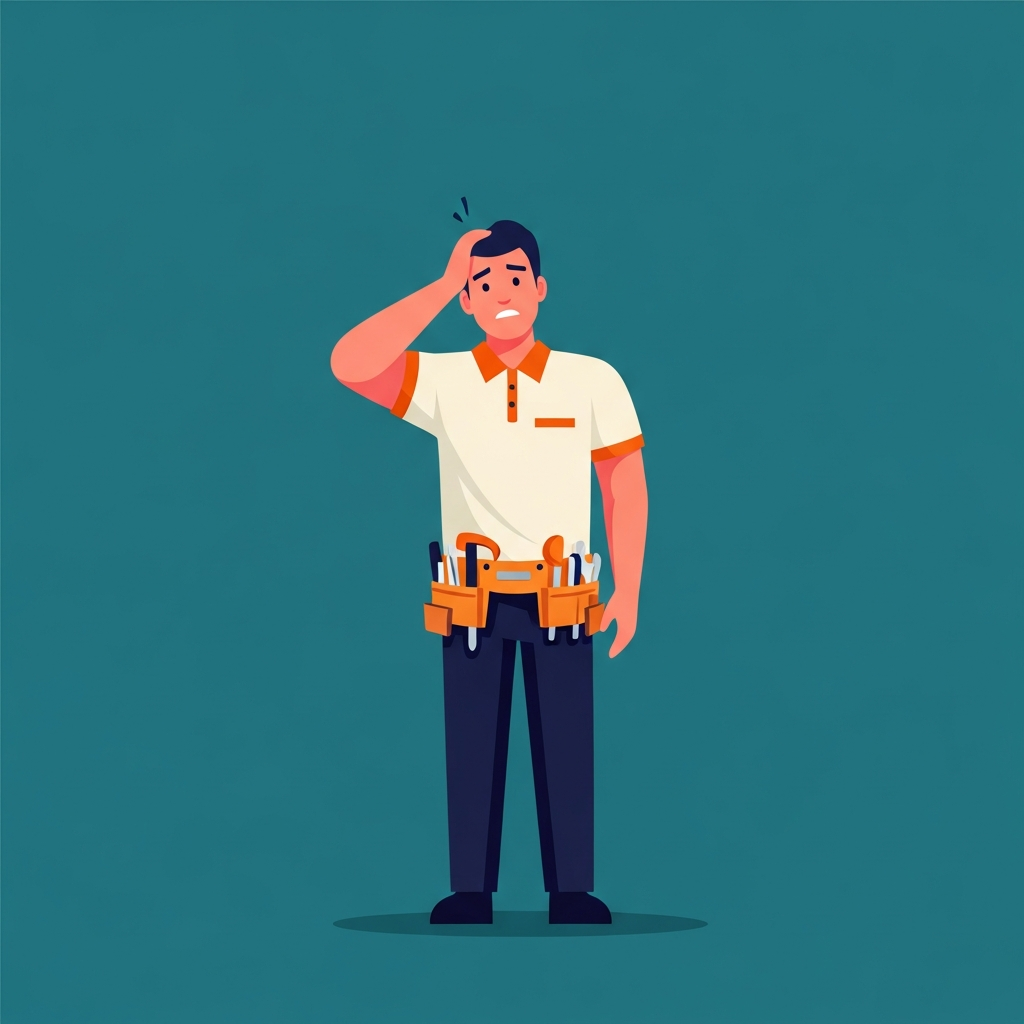 An overwhelmed tradesman surrounded by the places locals look